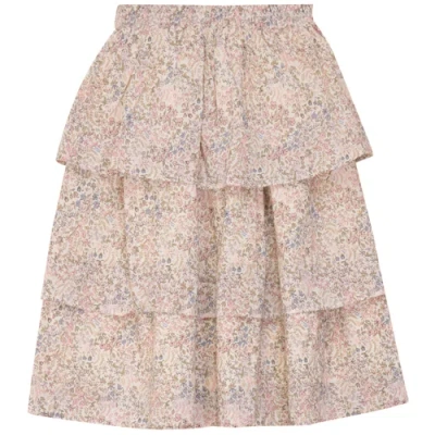 Jolie Capri Kids'  Floral Tiered Ruffle Cotton Lined Skirt In Multi