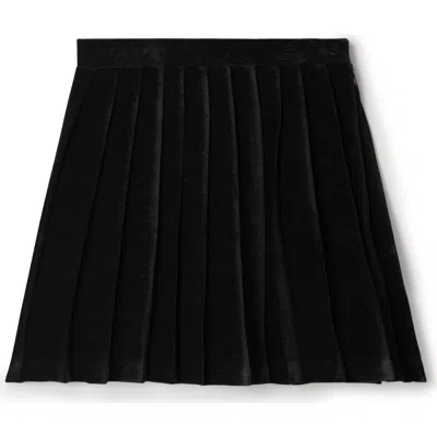 Jolie Capri Kids'  Velvet Pleated Invisible Zipper Skirt In Black