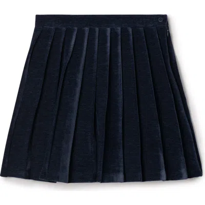Jolie Capri Kids'  Velvet Pleated Invisible Zipper Skirt In Blue