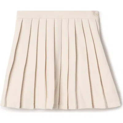 Jolie Capri Kids'  Velvet Pleated Invisible Zipper Skirt In White