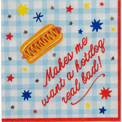 Jollity & Co . 4th Of July Patriotic Hot Dog Cocktail Napkins In Multi