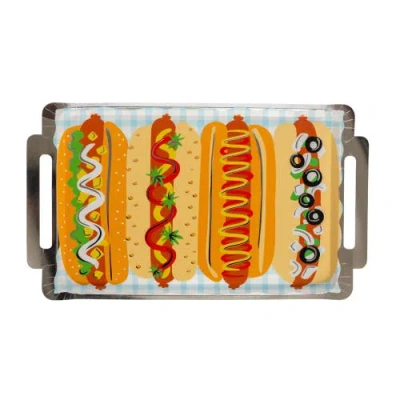 Jollity & Co . 4th Of July Patriotic Hot Dog Platter Shaped Plates In Multi