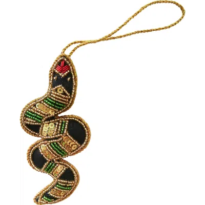 Jollity & Co . Beaded Snake Christmas Ornament In Multi