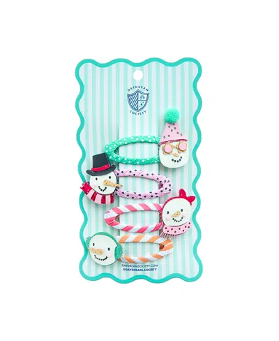 Jollity & Co Kids' Blizzard Buddies Snowman Hair Clips, Set Of 4 In Blue