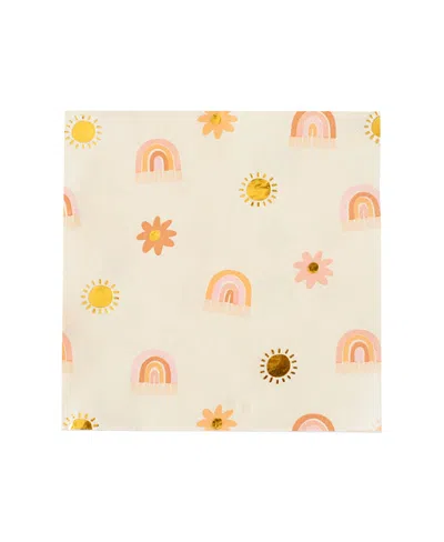 Jollity & Co Boho Rainbow Large Paper Napkins, Set Of 16 In Pink