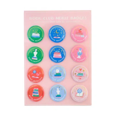 Jollity & Co . Book Club Pinback Merit Badges In Multi
