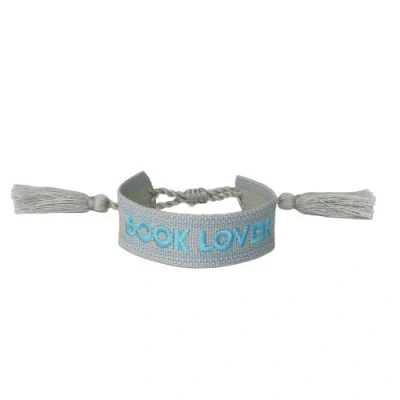 Jollity & Co . Book Club Themed Embroidered Bracelets In Book Lover - Blue