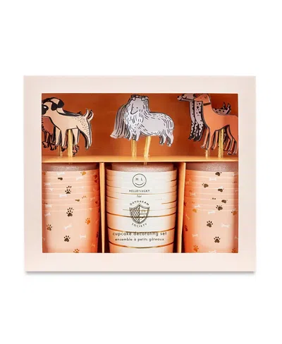 Jollity & Co Bow Wow Puppy Dog Birthday Cupcake Decorating Set, Set Of 24 Liners And Toppers In Nude