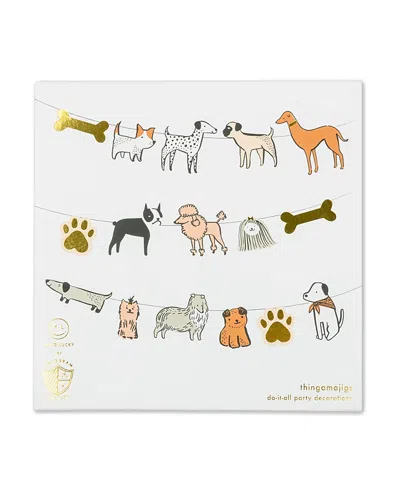 Jollity & Co Bow Wow Puppy Dog Birthday Garland, Set Of 16 Pieces And Hanging Twine - Ages 8 - 10 Years In White