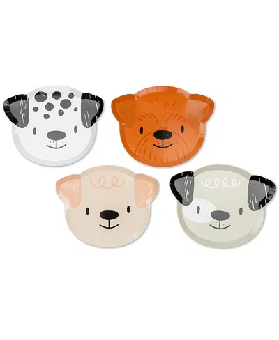 Jollity & Co Bow Wow Puppy Dog Birthday Large Paper Plates, Set Of 8, 2 Of Each Style Per Pack In Multi