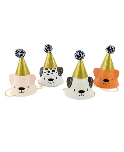 Jollity & Co Bow Wow Puppy Dog Birthday Party Hats, Set Of 8, 2 Of Each Style Per Pack In White