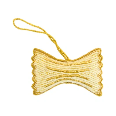 Jollity & Co . Bowtie Pasta Noodle Christmas Ornament In Yellow