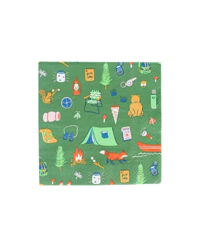 Jollity & Co Camp Explorer Patterned Petite Paper Napkins, Set Of 16 In Green