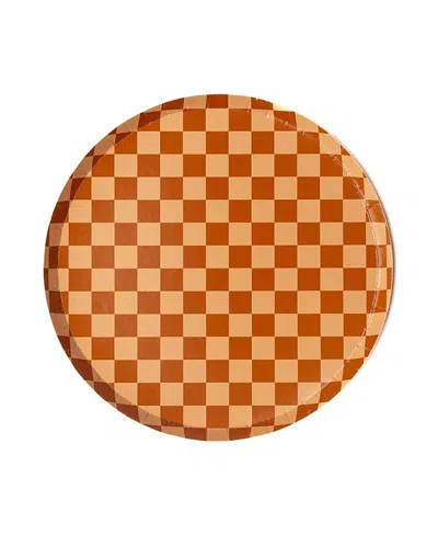 Jollity & Co Checkered Paper Dinner Plates, Set Of 8 In Brown