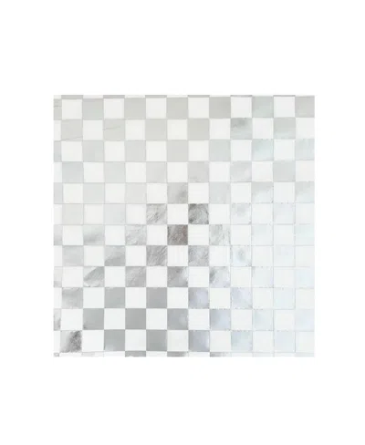 Jollity & Co Checkered Paper Large Napkins, Set Of 16 In Silver