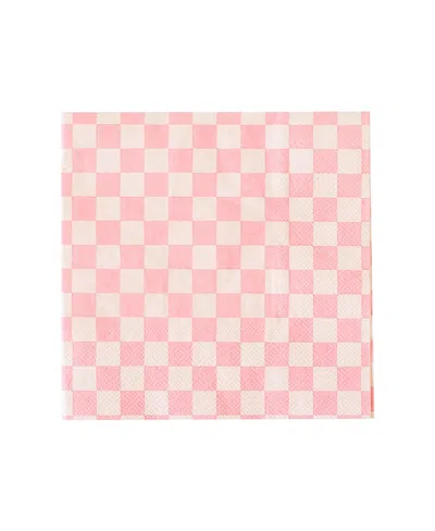 Jollity & Co Checkered Paper Large Napkins, Set Of 16 In Pink