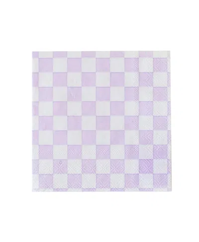 Jollity & Co Checkered Paper Large Napkins, Set Of 16 In Purple