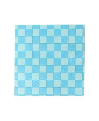Jollity & Co Checkered Paper Large Napkins, Set Of 16 In Blue