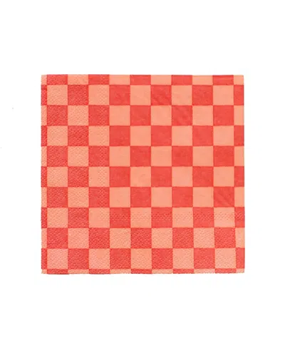 Jollity & Co Checkered Paper Large Napkins, Set Of 16 In Red