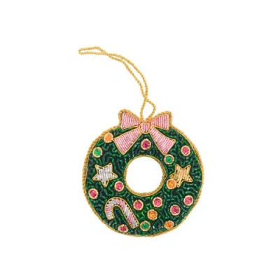 Jollity & Co . Christmas Wreath Ornament In Multi