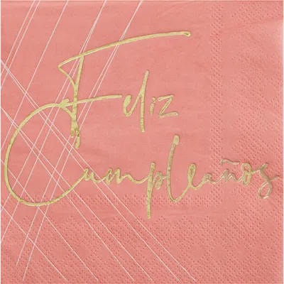 Jollity & Co Feliz Cumpleaño Cocktail Napkins In Pink