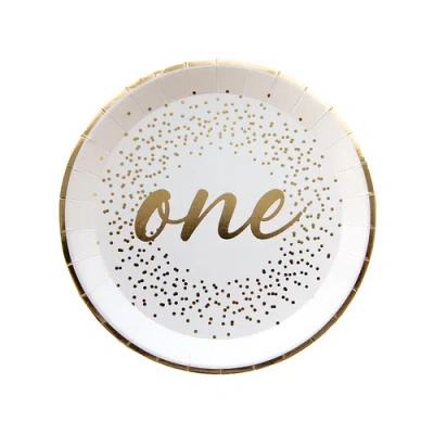 Jollity & Co First Birthday Dessert Plates In White