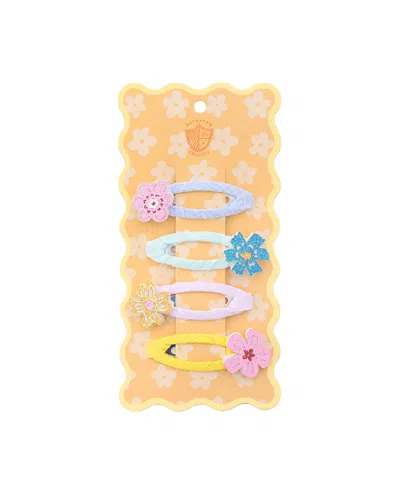Jollity & Co Kids' Flower Hair Clips, Set Of 4 In Yellow