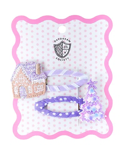 Jollity & Co Kids' Gingerbread House And Christmas Tree Winter Female Hair Clips, Set Of 2 In Pink