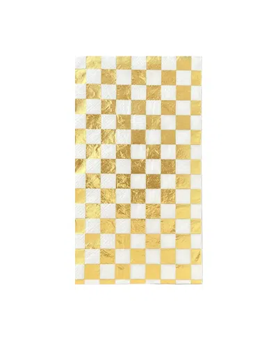 Jollity & Co Harlequin Checkered Paper Guest Napkins, Set Of 16 In Gold