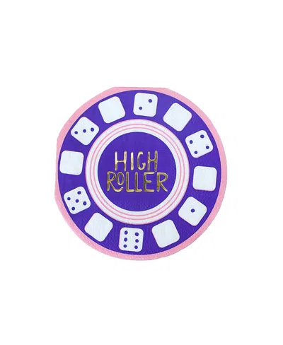 Jollity & Co High Roller Game Night Paper Cocktail Napkins, Set Of 16 In Blue