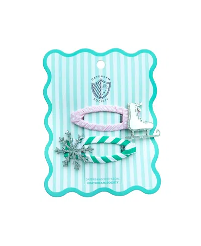 Jollity & Co Kids' Ice Skate And Snowflake Winter Hair Clips, Set Of 2 In Blue