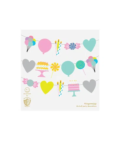 Jollity & Co It's A Birthday Garland, Set Of 16 Pieces And Hanging Twine In Multi