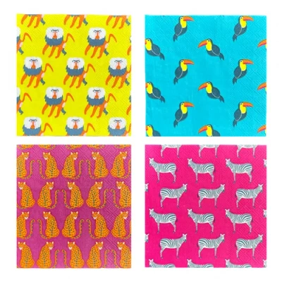 Jollity & Co Jungle Animals  Large Napkins In Assorted Pre-pack