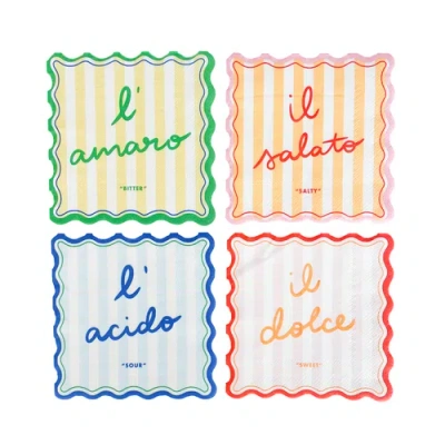Jollity & Co . Le Dinner Cocktail Napkins, 4 Of Each Napkin Style Per Pack In Multi