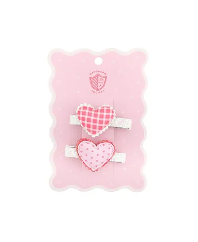 Jollity & Co Kids' Love Birds Heart Hair Clips, Set Of 2 In Pink
