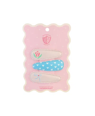 Jollity & Co Kids' Love Birds Printed Female Hair Clips, Set Of 3 In Pink