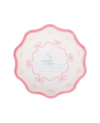 Jollity & Co Love Birds Small Paper Plates, Set Of 8 In Pink