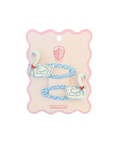 Jollity & Co Kids' Love Birds Swan Hair Clip, Set Of 2 In Blue