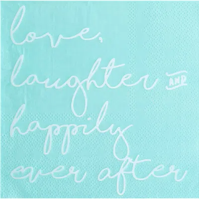 Jollity & Co "love Laughter & Happily Ever After" Cocktail Napkins In Assorted Pre-pack