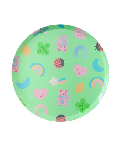 Jollity & Co Lucky Me Large Paper Plates, Set Of 8 In Green