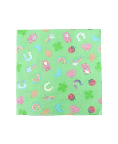 Jollity & Co Lucky Me Patterned Large Paper Napkins, Set Of 16 In Green