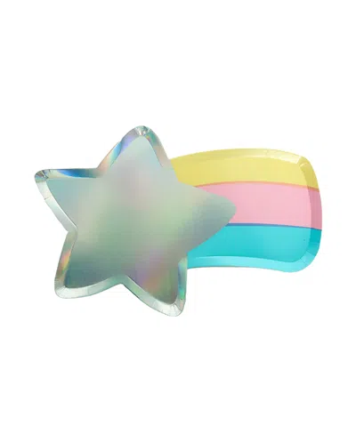 Jollity & Co Lucky Me Shooting Star Large Paper Plates, Set Of 8 In Multi