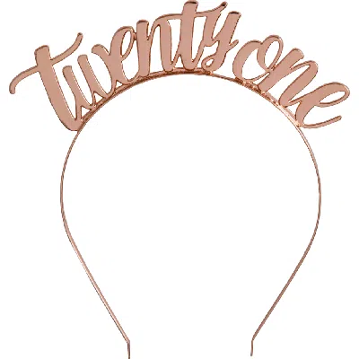 Jollity & Co Milestone Events Metal Headbands In Rose Gold Twenty One
