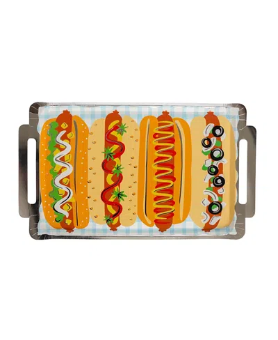 Jollity & Co Patriotic Hot Dog Platter Plates, Set Of 8 In Gray
