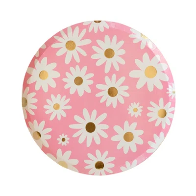 Jollity & Co Peace & Love Daisy Dinner Plates In Assorted Pre-pack