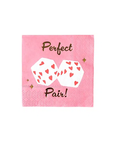 Jollity & Co Perfect Pair Dice Paper Cocktail Napkins, Set Of 20 In Pink