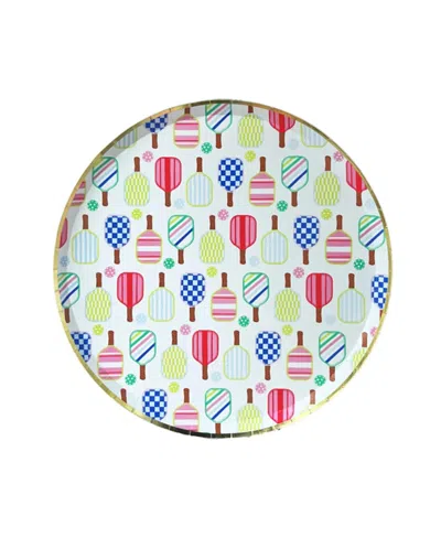 Jollity & Co Pickleball Social Club Paper Dinner Plates, Set Of 8 In Multi