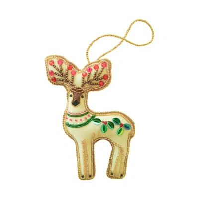 Jollity & Co . Reindeer Christmas Ornament In Multi