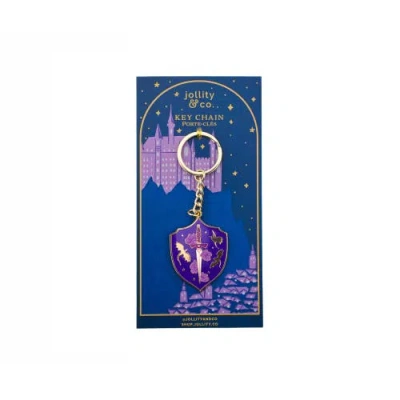 Jollity & Co . Romantasy Themed Dragon And Shield Keychain In Multi