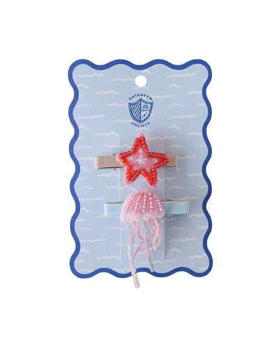 Jollity & Co Kids' Seaside Jellyfish & Starfish Clips, Set Of 2 In Blue